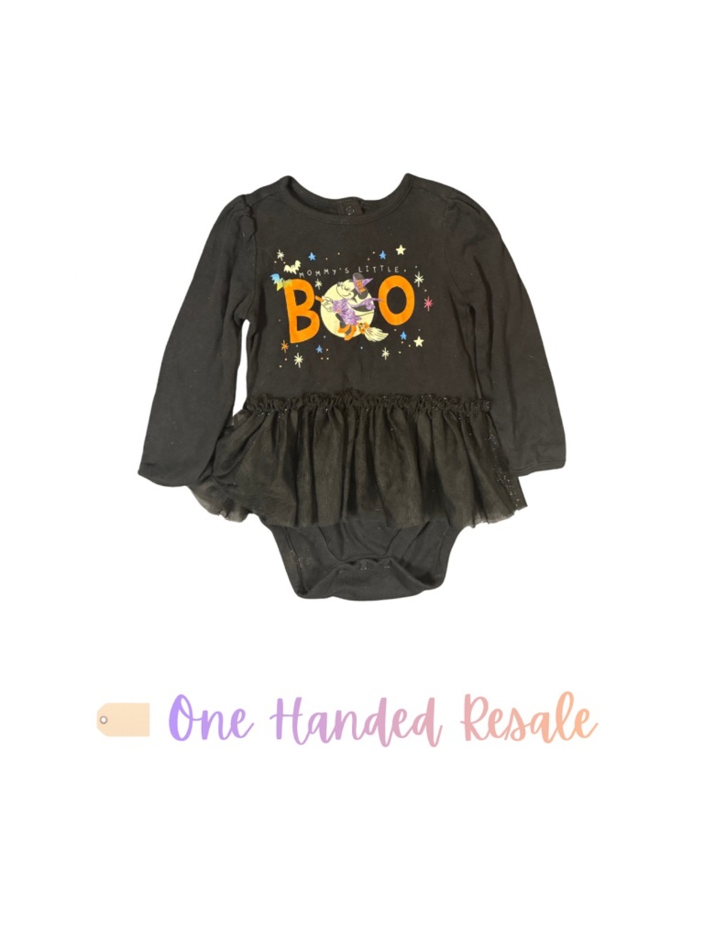 🎃 Disney Minnie Mouse Halloween Mommy’s Little Boo Black Bodysuit Tutu 18-24M